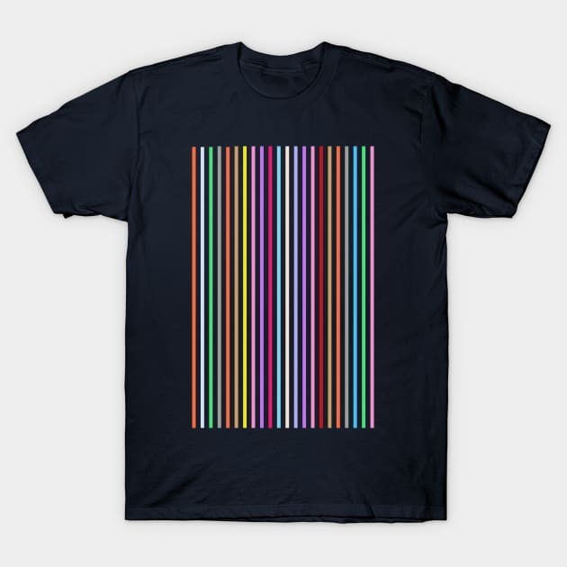 Vertical multicolored thin stripes Pattern T-Shirt by oknoki